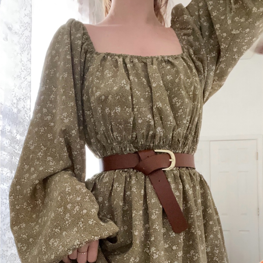 Green Floral “Breath of Youth” Dress, S